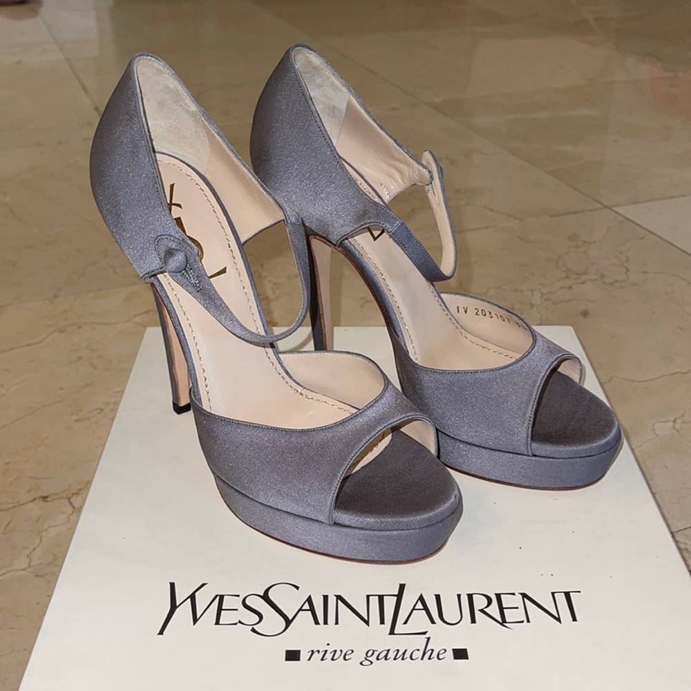 NEW!* YSL Satin Peep Toe Sandal
